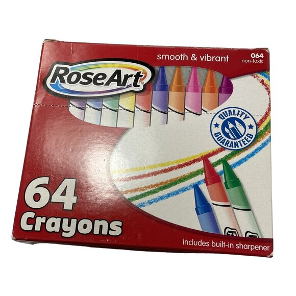 RoseArt Mega Crayon Built In Sharpener 64 Box Bright Color Discontinued Rose Art - Picture 3 of 9